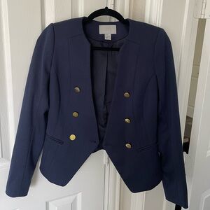 Tailored Double-Breasted Navy Women's Blazer Jacket